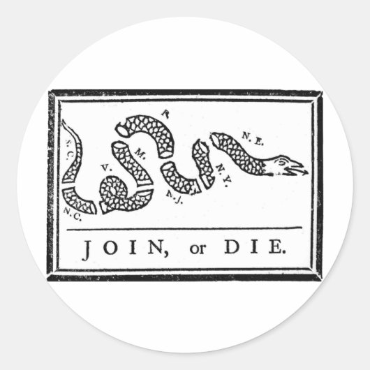 beitreten oder Die Runder Aufkleber (Vorderseite)