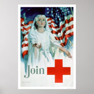 Beitritt zur Roten Kreuz - Amerikanische Flagge (U Poster