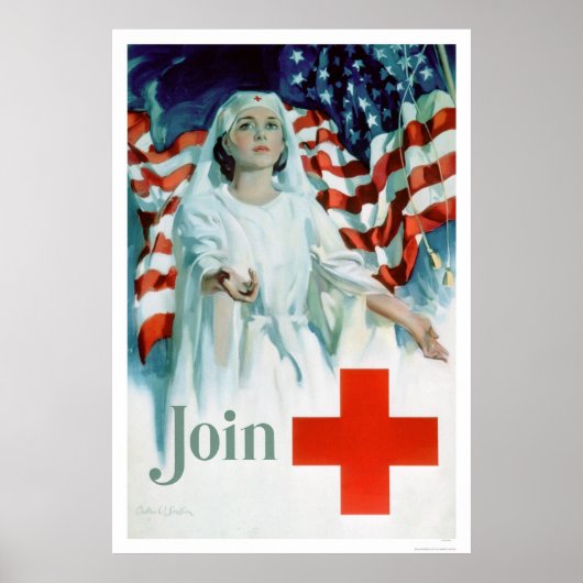Beitritt zur Roten Kreuz - Amerikanische Flagge (U Poster (Vorne)