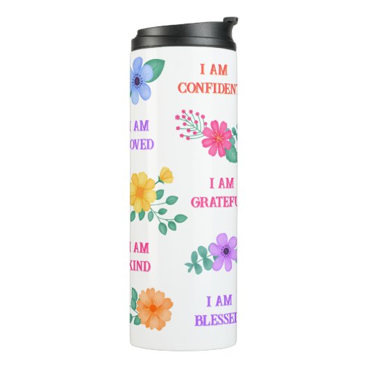 Bejahungen kreieren Ihre eigenen Zitate lebendig b Thermosbecher (Nach links gedreht)