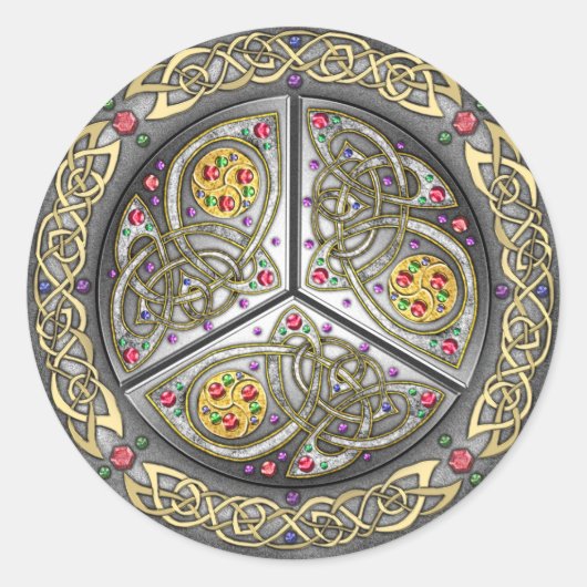 Bejeweled Celtic Shield Runder Aufkleber (Vorderseite)