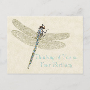 Bejeweled Dragonfly Geburtstagswünsche Postkarte