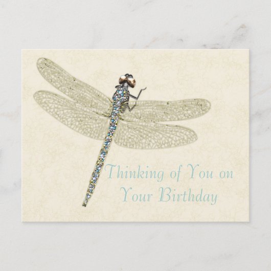 Bejeweled Dragonfly Geburtstagswünsche Postkarte (Vorderseite)