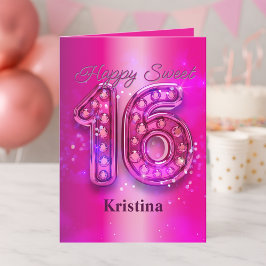 Bejeweled Fuchsia 16. Geburtstag Sparkle Glamour Karte