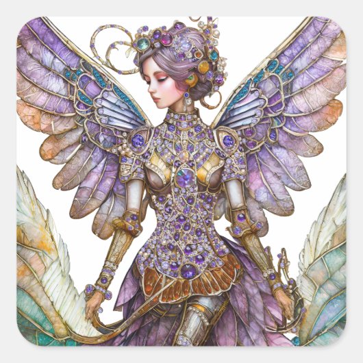 Bejeweled Sugar Plum Fairy Quadratischer Aufkleber (Vorderseite)