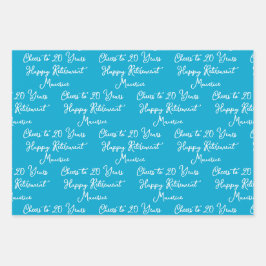 Bejubeln bis 20 Jahre Marine Blue Happy Rentierung Geschenkpapier Set