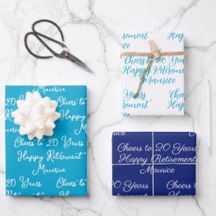 Bejubeln bis 20 Jahre Marine Blue Happy Rentierung Geschenkpapier Set