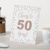 Bejubeln bis 50 Jahre Rose Gold Pedestal-Zeichen Sockelschild (In SItu)
