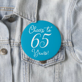Bejubeln zu 65 Jahren Aqua Blue Geburtstagsparty Button