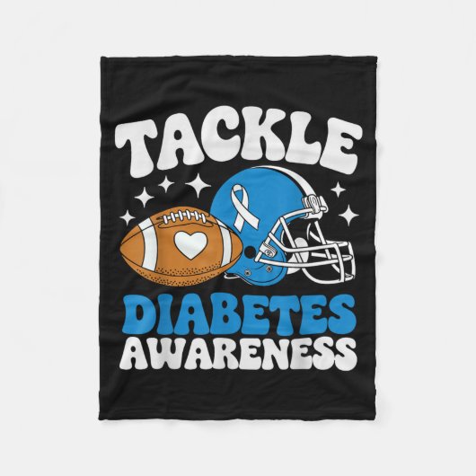 Bekämpfe Diabetes Typ 1 Blaues Fußball-Diabetes Fleecedecke (Vorderseite)