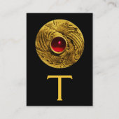 BEKÄMPFUNG DER GRIFFINEN MONOGRAM, goldschwarz rot Visitenkarte (Rückseite)