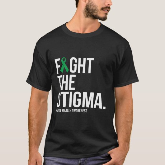 Bekämpfung der Stigma Green Ribbon Tal Gesundheit T-Shirt (Vorderseite)