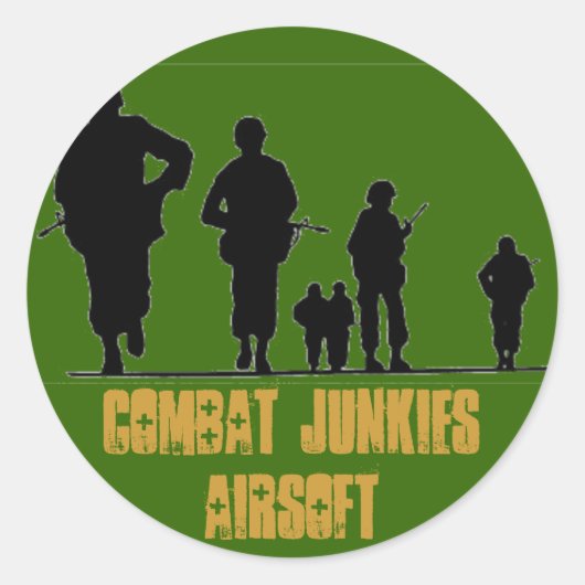 BEKÄMPFUNG VON JUNKIES AIRSOFT RUNDER AUFKLEBER (Vorderseite)