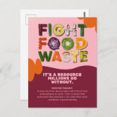 Bekämpfung von Lebensmittelabfällen und Aufklärung Postkarte (Vorne/Hinten)