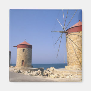 Bekannte alte Windmühlen von Rhodos, Griechenland Magnet
