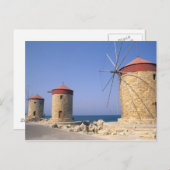 Bekannte alte Windmühlen von Rhodos, Griechenland Postkarte (Vorne/Hinten)