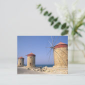 Bekannte alte Windmühlen von Rhodos, Griechenland Postkarte (Stehend Vorderseite)