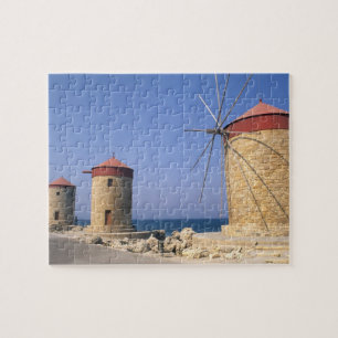 Bekannte alte Windmühlen von Rhodos, Griechenland Puzzle