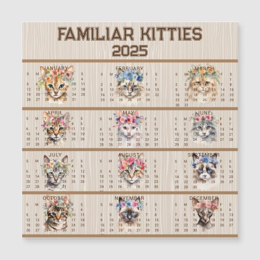 Bekannte Kätzchen 2025 Magnetkarte (Vorderseite)