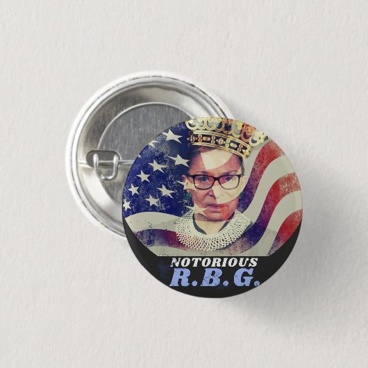 Bekannter RGB Ruth Bader Ginsburg Liberaler Femini Button (Vorne & Hinten)