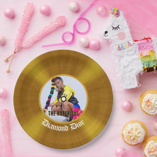 Bekanntes Hip Hop Birthday Gold Record Foto Pappteller (Party)