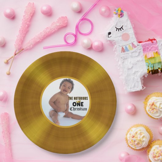 Bekanntes One Hip Hop Birthday Gold Record Foto Pappteller (Party)