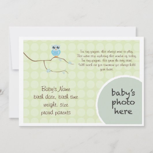 Bekanntgabe der Eule Ankündigung (Vorderseite)