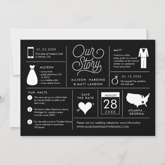 Bekanntgabe der Infografik Save the Date Verlobung (Vorderseite)