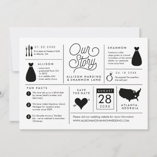 Bekanntgabe der Infografik Save the Date Verlobung (Vorderseite)