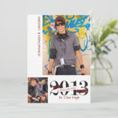 Bekanntgabe des Abschlusses| 3 Foto Maroon Einladung (Stehend Vorderseite)