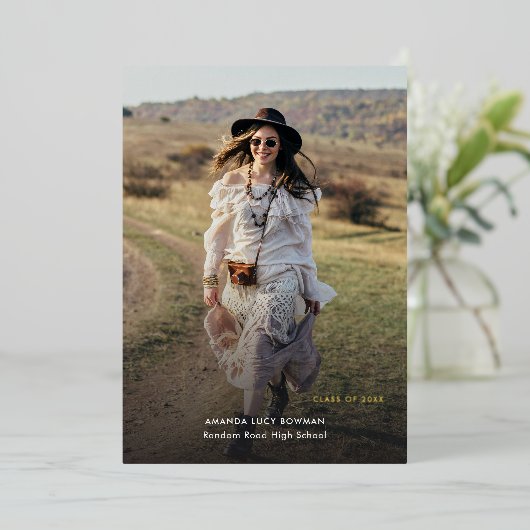 Bekanntgabe des Abschlusses "Grad Foto Gold Foil" Folieneinladung (Stehend vorne)