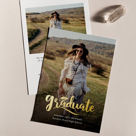 Bekanntgabe des Abschlusses "Grad Foto Gold Foil" Folieneinladung