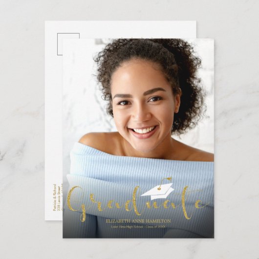 Bekanntgabe des Gold Glitzer Grand Postkarte (Vorne/Hinten)