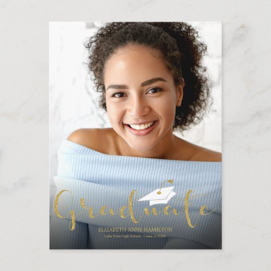 Bekanntgabe des Gold Glitzer Grand Postkarte (Vorderseite)