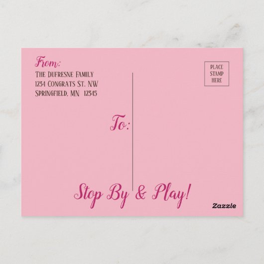 Bekanntgabe des neuen Mitglieds "New Pet" Postkarte (Rückseite)