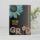 Bekanntgabe von Foil Script Retro Blumen Abschluss Folieneinladung (Stehend vorne)