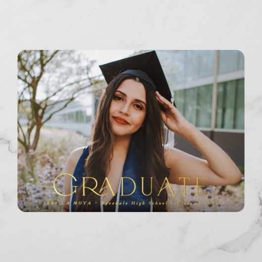 Bekanntgabe von Typografie-2-Foto-Abschluss Folieneinladung (Vorderseite)