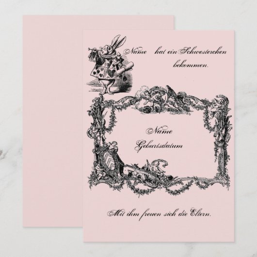 Bekanntgabe zur Geburt – Geburtskarte Einladung (Vorne/Hinten)