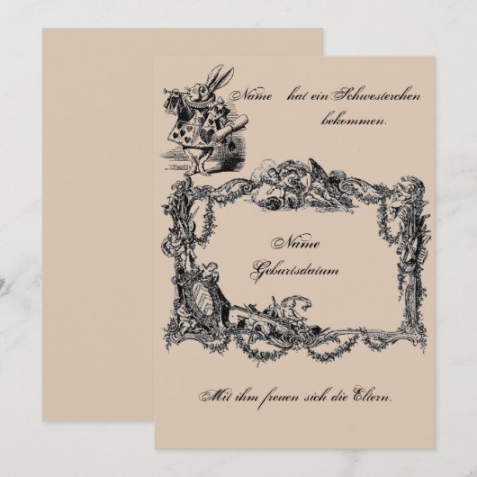 Bekanntgabe zur Geburt – Geburtskarte Einladung (Vorne/Hinten)