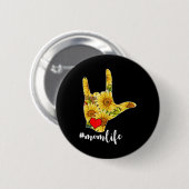 Bekanntheitsgrad der Gebärdensprache Sonnenblumen Button (Vorne & Hinten)