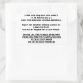 Bekanntmachung des Verkaufsautomaten Rechteckiger Aufkleber (Tasche)