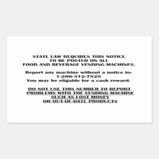 Bekanntmachung des Verkaufsautomaten Rechteckiger Aufkleber