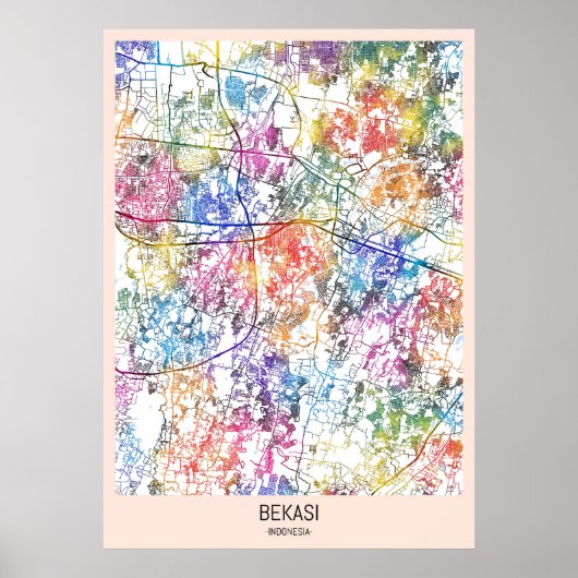 Bekasi Indonesia Stadtkarte Poster (Vorne)