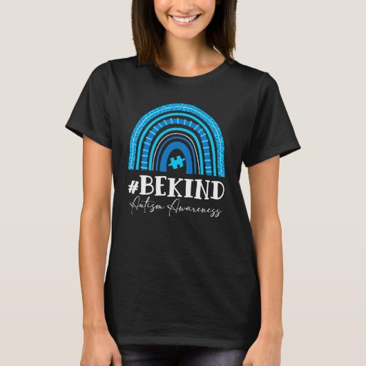 bekind Autismus-Bewusstsein Regenbogen T-Shirt (Vorderseite)