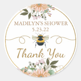 Bekind Pink Floral Brautparty Vielen Dank Runder Aufkleber