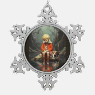 Beklagender Schneeflocken Gerahmter Ornament