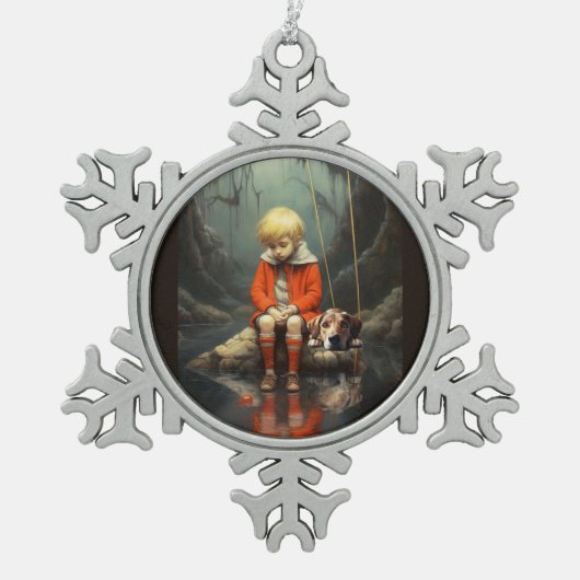 Beklagender Schneeflocken Gerahmter Ornament (Vorderseite)