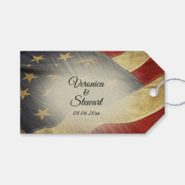Beklagte Namen und Datum amerikanischer Flaggen Geschenkanhänger