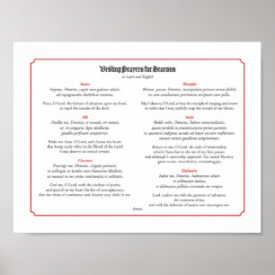 Bekleiden der Gebete für Diakone auf lateinisches Poster