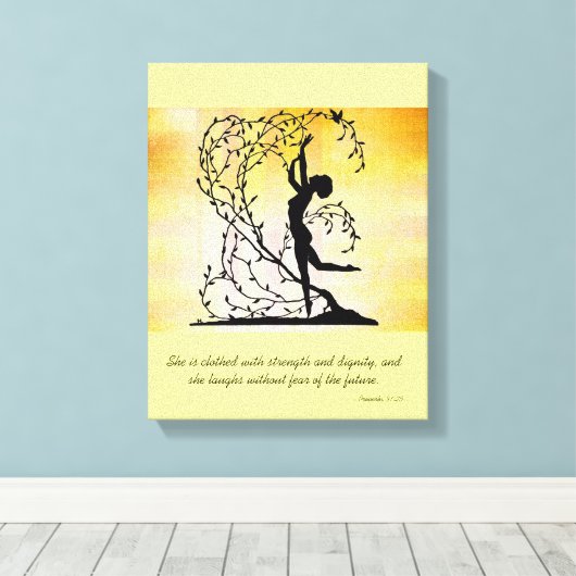 Bekleidet mit Leinwand von Stärke und Würde (Insitu (Holzboden))